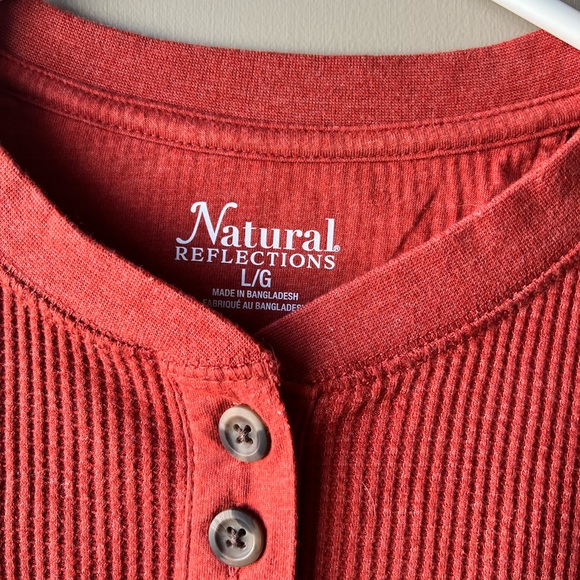 Natural Reflections Red Henley Top - Picture 3 of 4